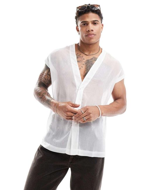Camicia bianca senza maniche hot sale