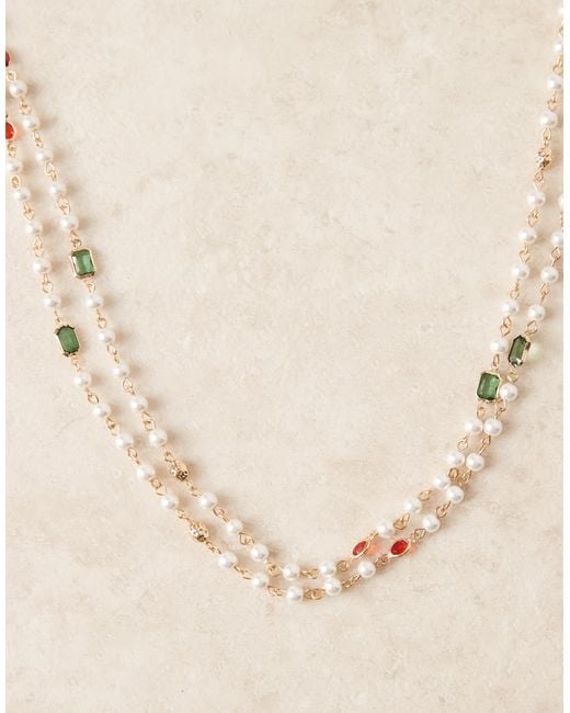 ASOS Gray 2 Pack Faux Pearl And Crystal Necklace for men