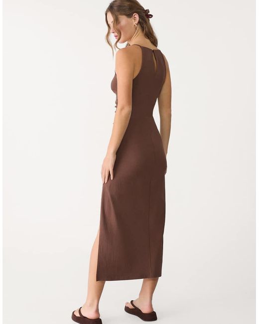 Stradivarius Midi Jurk Met Halternek in het Brown