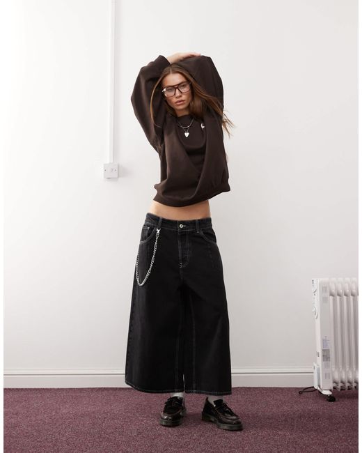 Collusion Black Denim Culotte
