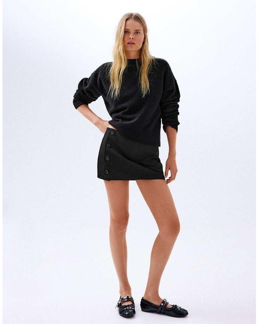 Bershka Black Button-up Mini Skirt
