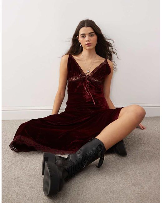 Miss Selfridge Brown Cami Velvet Maxi Dress