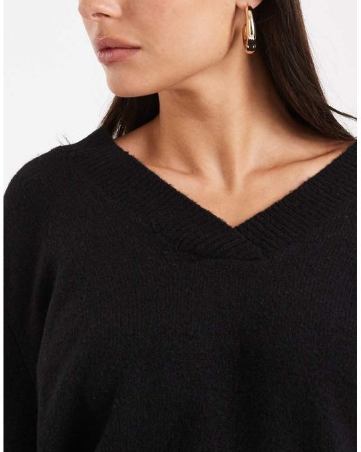 Vero Moda Black Soft Oversized V-neck Jumper