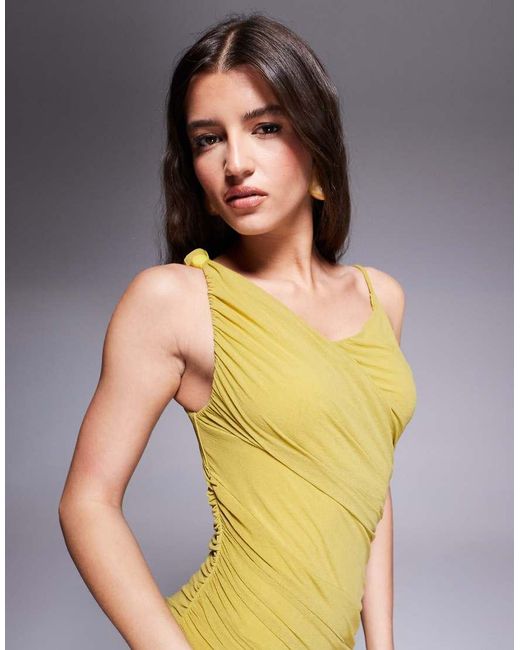 ASOS Blue Stretch Chiffon Knot Drape Maxi Dress