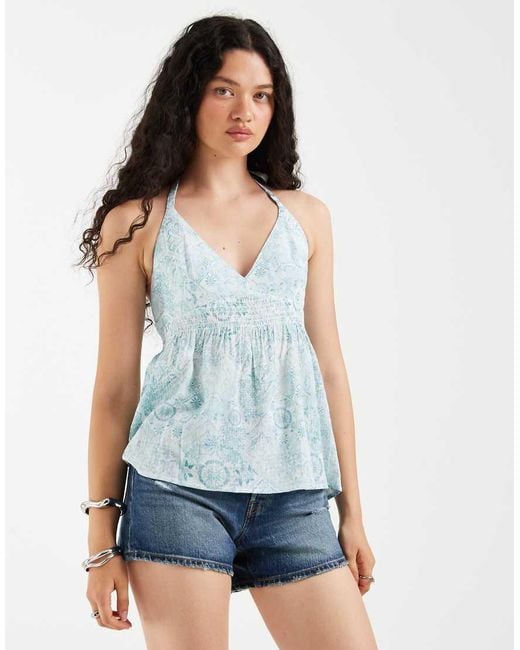 Hollister Blue Halterneck Babydoll Cami