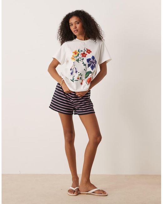 ASOS White Regular Fit T-shirt With Floral Fig Graphic