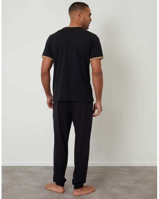 Threadbare Blue Contrast Binding Lounge Set for men