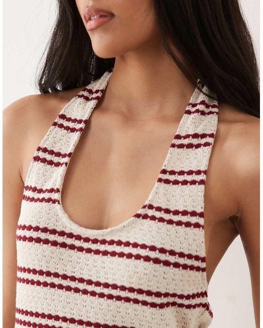 ASOS Multicolor Co-ord Crochet Scoop Neck Halter Top