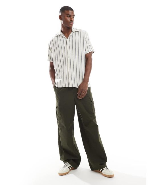 Jack & Jones Gestreept Overhemd Met Reverskraag En Linnenlook in het White voor heren