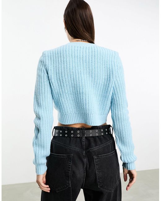 ONLY Blue Cropped Ribbed Jumper