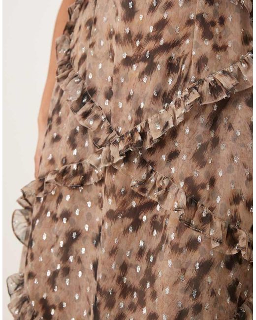 ANAYA Orange Leopard Print Strappy Cross Back Maxi Dress
