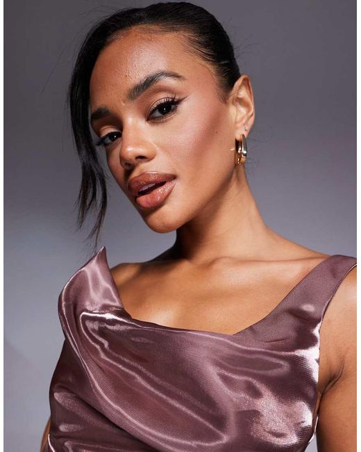 ASOS Brown Structured One Shoulder Sculpted Hem Mini Dress