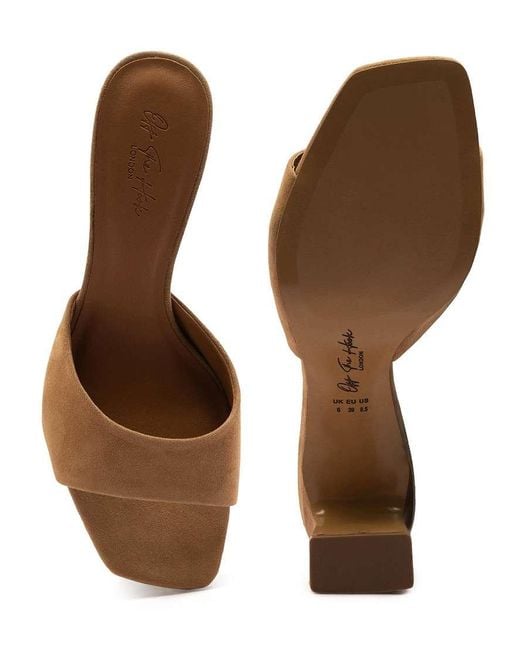 OFF THE HOOK Brown 'Park' Suede Leather Block Heel Heeled Sandals