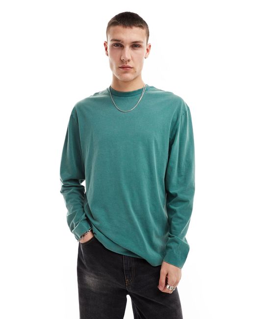 Collusion Green Long Sleeve Skater T-shirt for men