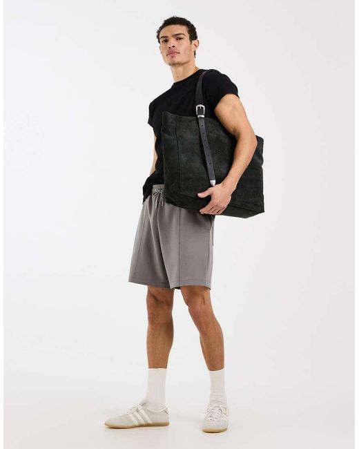ASOS Black Oversized Fit Jersey Short With Pintucks for men