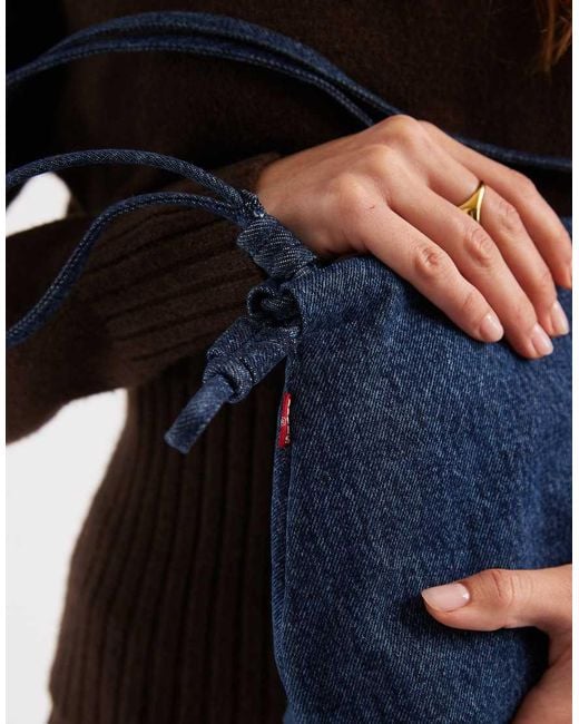 Levi's Brown Denim Drawstring Crossbody Bag
