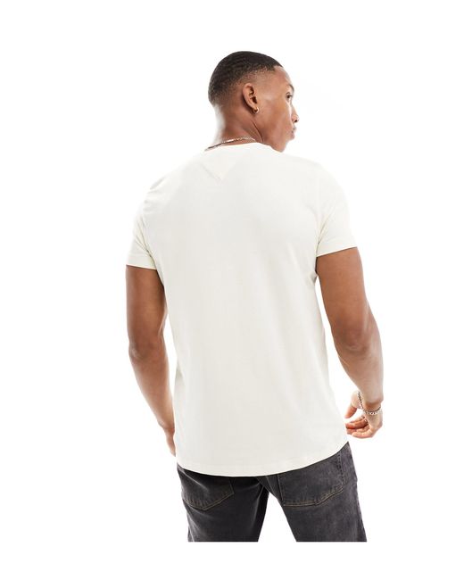 T-shirt slim stretch crema di Tommy Hilfiger in White da Uomo