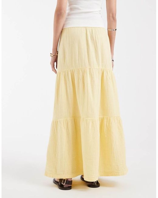 Pieces Natural Boho Tiered Maxi Skirt