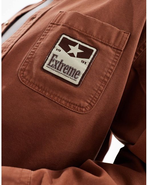 Chemise oversize coupe carrée avec écusson placé - rouille ASOS pour homme en coloris Brown