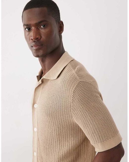 SELECTED Natural 100% Cotton Knit Button Cardigan for men
