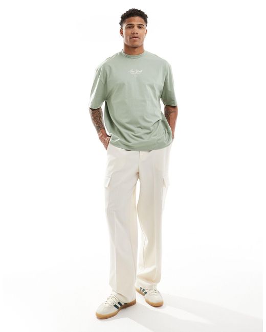 T-shirt oversize kaki con stampa "nyc" di ASOS in Green da Uomo