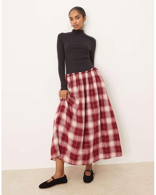 ASOS Red High Neck Long Sleeve Hybrid Maxi Dress