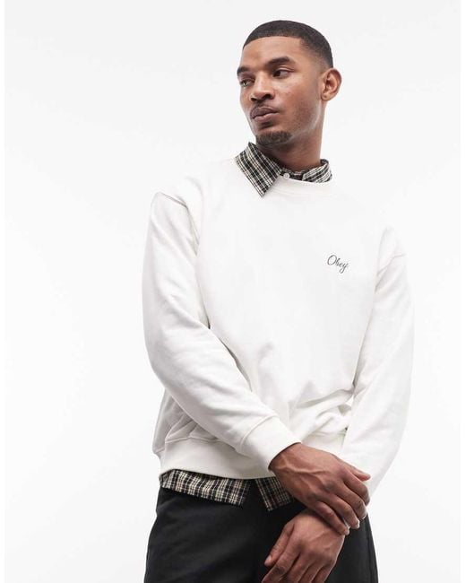 Obey White Paper Rose Graphic Sweatshirt With Back Print for men