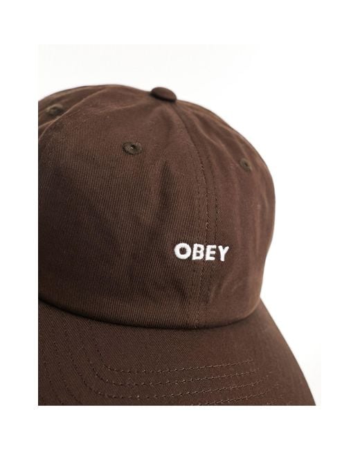 Obey Brown Bold Logo 6 Panel Cap for men