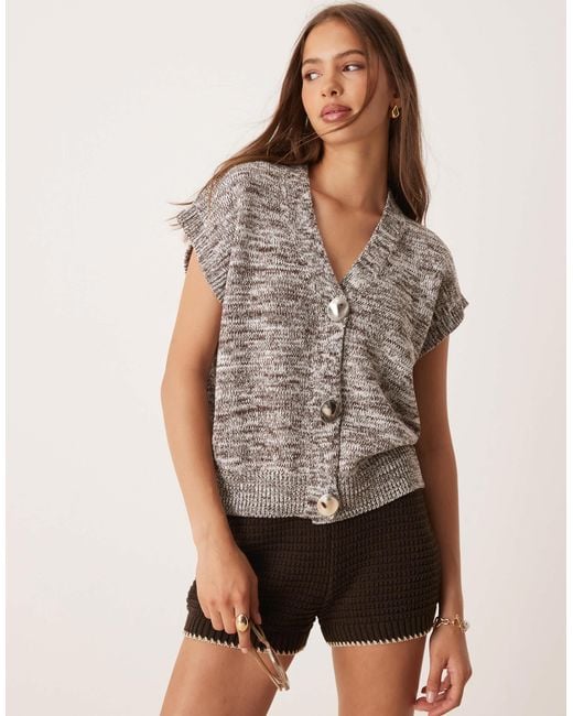 ASOS Gray Ply Silver Button Knitted Tank