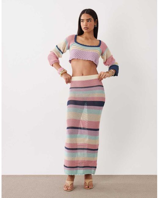 Kiwi & Co Purple Havana Crochet Square Neck Crop Top