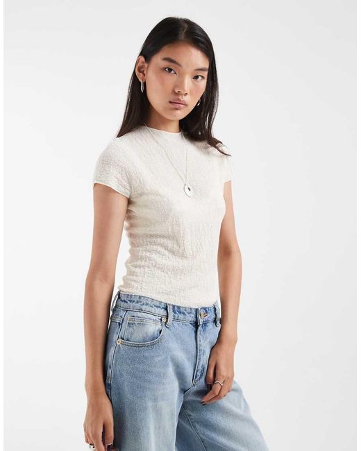 & Other Stories Natural Slim Fit Short Sleeve High Neck Knit Top