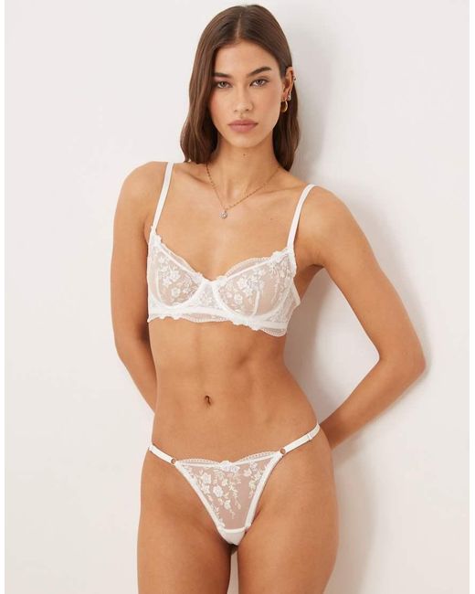 KAT THE LABEL Brown Sofia Floral Mesh Underwired Bra