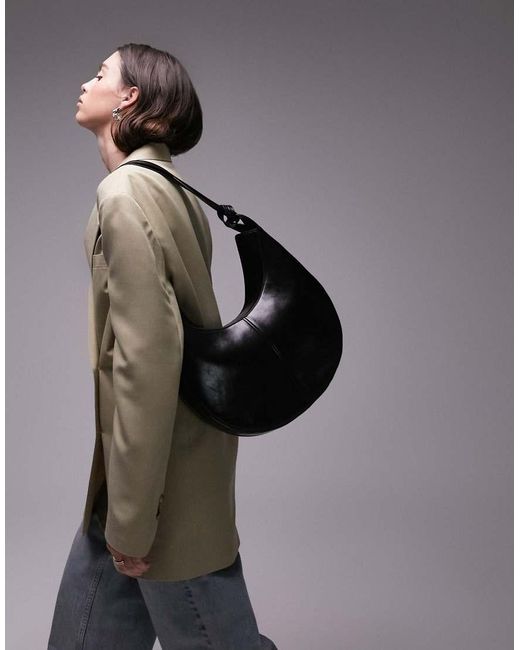 TOPSHOP Gray Stella Scoop Shoulder Bag With Knot Detail