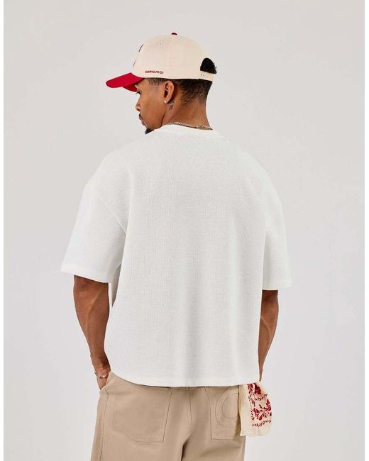 CERNUCCI White Boxy Waffle Contrast Print T-Shirt for men