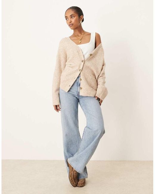 ASOS Natural Fisherman Rib Boyfriend Cardigan