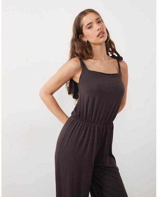 Miss Selfridge Natural Tie Shoulder Balloon Trouser Jumpsuit