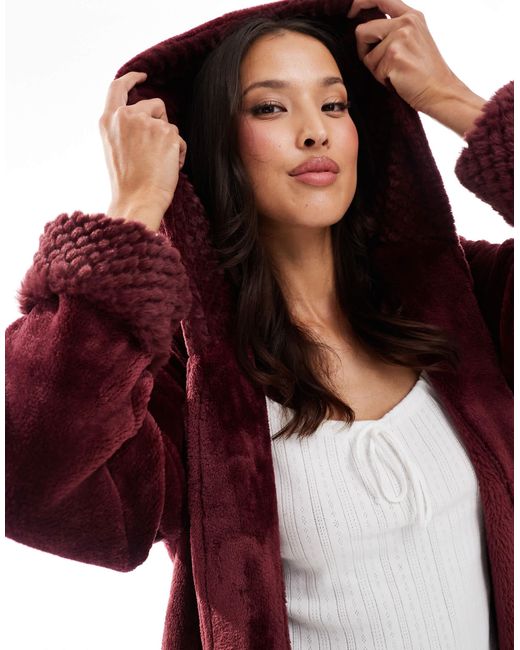 Threadbare Red Long Fluffy Dressing Gown