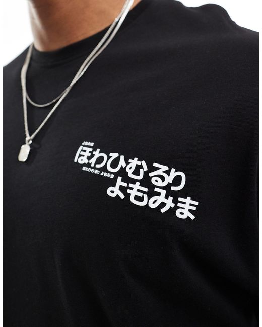 Jack & Jones Blue Oversized T-shirt With Japanese Back Print for men