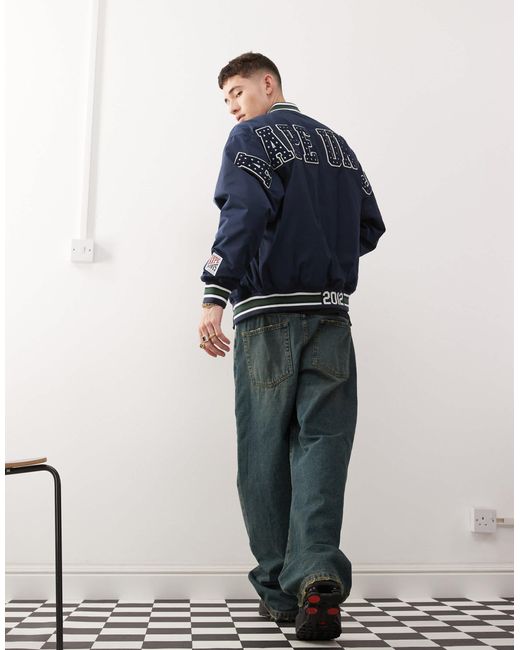 Aape By A Bathing Ape Blue Aape By A Bathing Ape Logo College Varisty Jacket for men