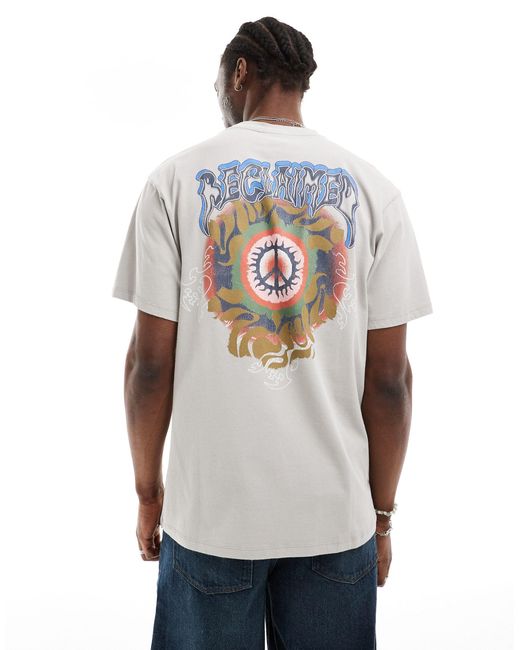 Camiseta color extragrande con estampado gráfico Reclaimed (vintage) de hombre de color White
