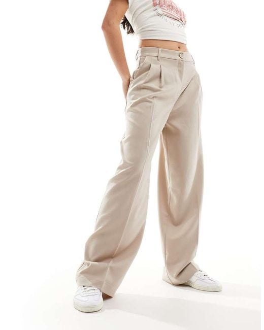 Monki White High Waist Wide Leg Tailored Trousers