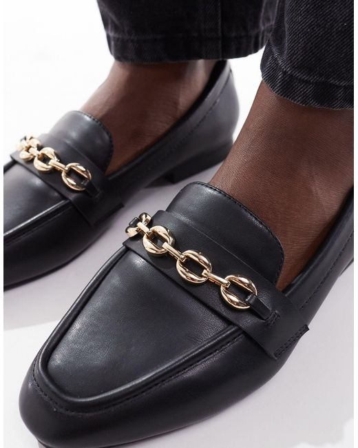 ASOS Black Wide Fit Macaroon Chain Loafer