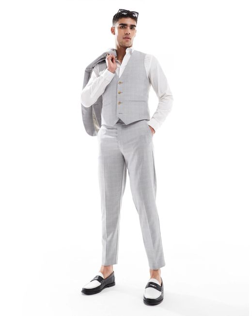 ASOS – schmal zulaufende anzughose aus leinenmix in White für Herren