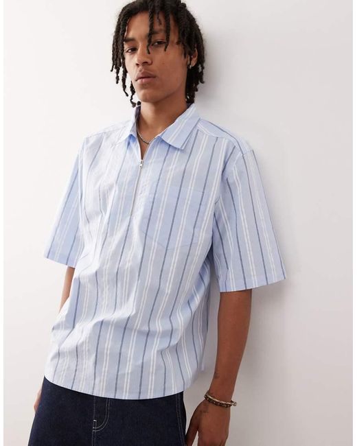 Collusion Blue Half Zip Shirt for men