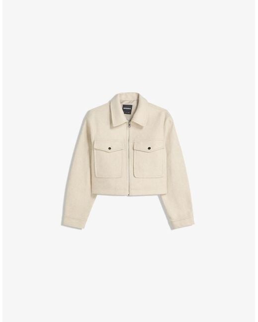 Bershka White Soft Felt Texture Jacket