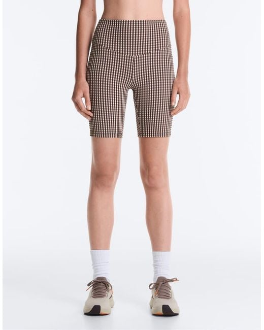 Oysho White Comfortlux High-Rise 20Cm Gingham Leggings