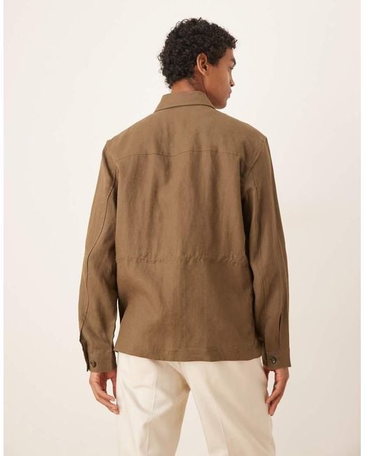 Chaqueta Estilo Camisa De Lino De Mango de hombre de color Natural