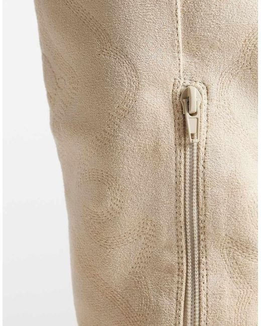 SEQWL Wide Fit Natural Western Knee Boots