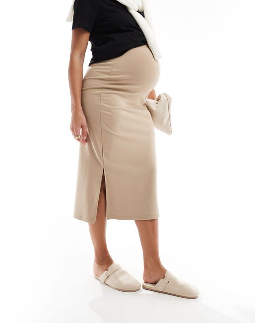 Mama.licious Natural Mamalicious Maternity Jersey Ponte Midi Skirt