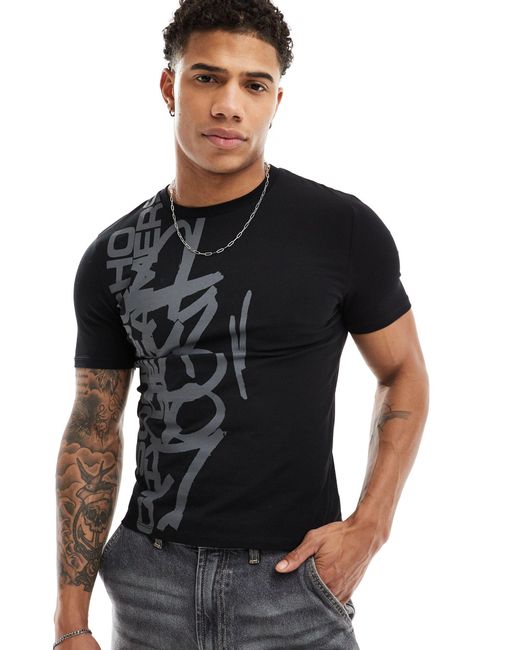 ASOS – körperbetontes t-shirt in Black für Herren